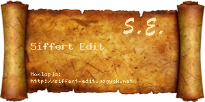 Siffert Edit névjegykártya